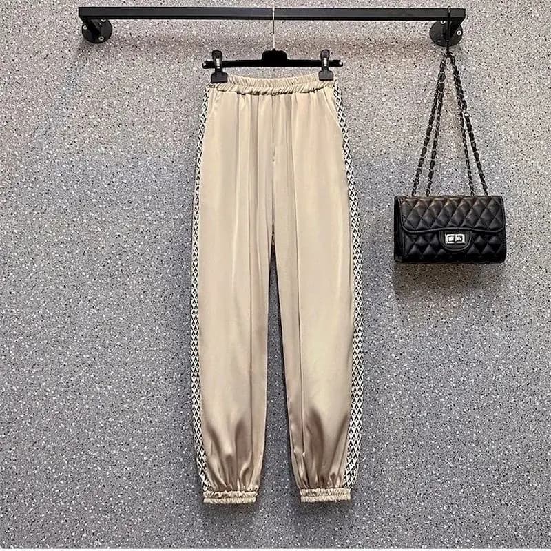 T-shirt à manches courtes et pantalon de survêtement pour femme, ensemble de sport, décontracté, amp
