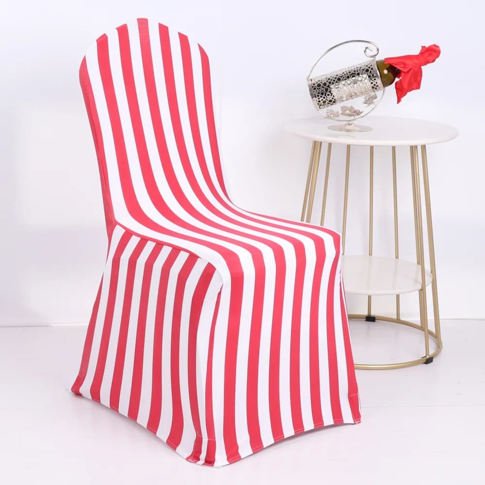 Juste de chaise en spandex à rayures rouges, housses de mariage bleu royal et blanc, 6 pièces