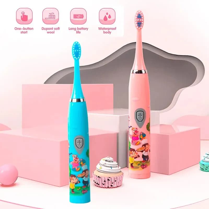 Brosse à dents électrique sonique pour enfants, dessin animé coloré, Rechargeable par USB, douce, au