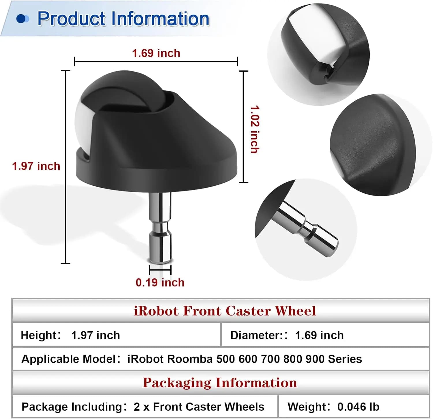Ensemble de roulettes de roue avant pour aspirateur Robot iRobot Roomba série 500 600 700 800 900 i7