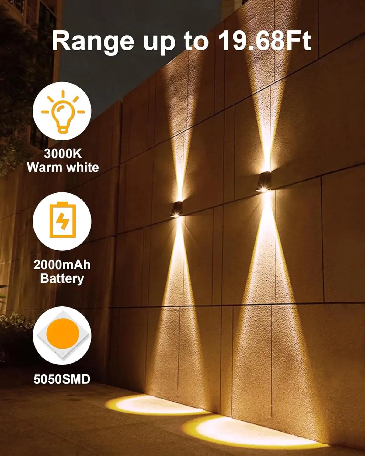 2 LED lampe murale solaire étanche extérieure solaire jardin décor lumières haut et bas éclairage lu