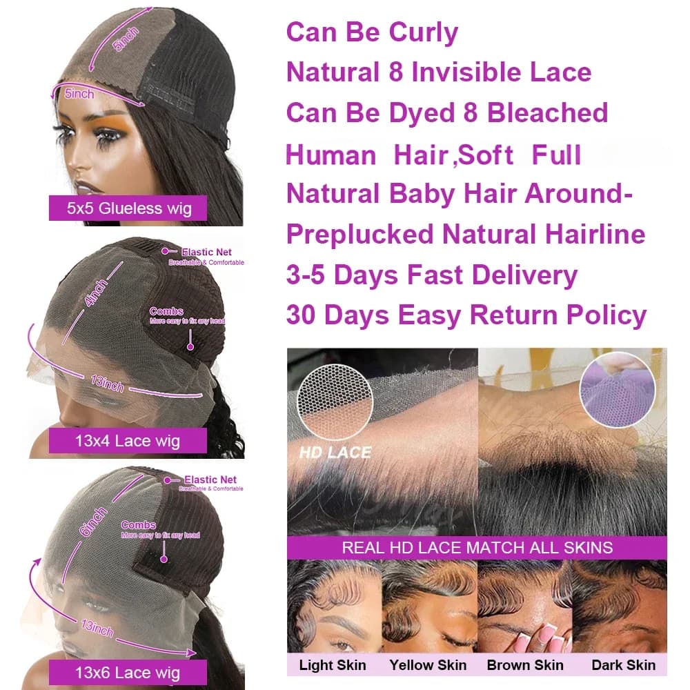 Perruque Bob Lace Frontal Wig Body Wave sans colle, cheveux naturels brésiliens prêts à porter, 13x6