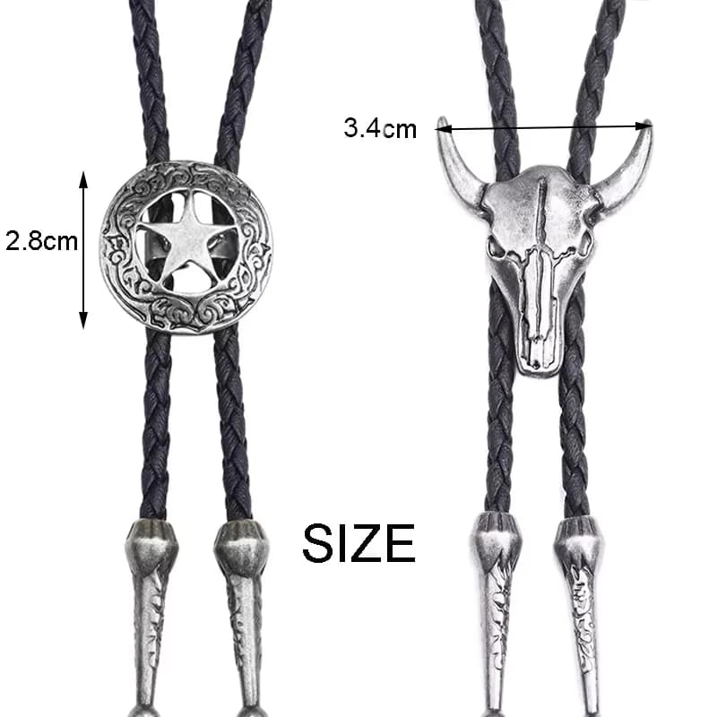 Tête de taureau réglable cinq étoiles Cowboy occidental Bolo cravate Rodeo danse cravate Faux cuir p