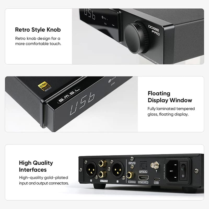 SMSL DO100 Pro, décodeur double DAC MQA haute résolution ES9039Q2M, Bluetooth 5.1 DSD512, OPA1612, H
