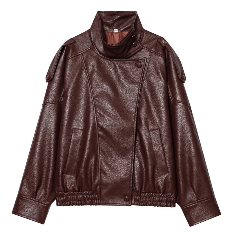 Veste femme noir veste en cuir Pu haut à manches longues femme automne 2025 nouveau en vestes et man