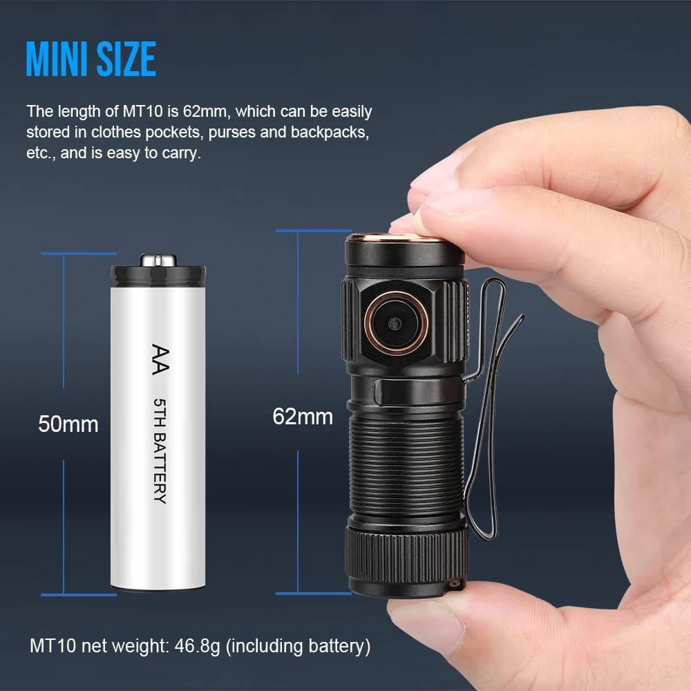 Trustfire MT10 EDC lampe de poche 1000Lumen Portable lampe à LED Rechargeable USB C torche de charge
