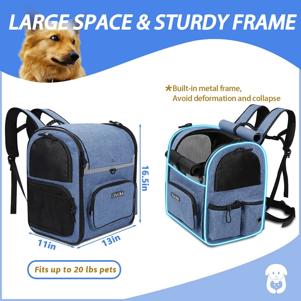 Sac de transport pour chien, sac à dos à Double épaule pour animaux de compagnie, cadre robuste, res