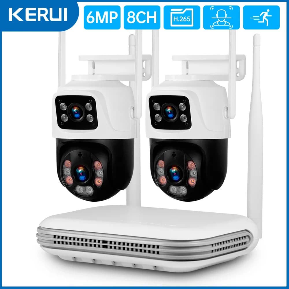 KERbiomom8CH-Caméra IP de vidéosurveillance extérieure, système de sécurité, 4MP, 6MP, objectif pour