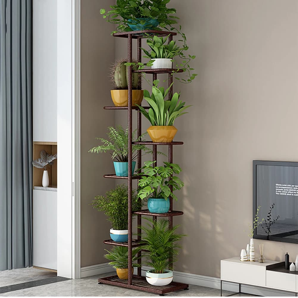 Support pour plantes en métal à 8 niveaux, 9 supports pour plantes en pot d'intérieur et d'extérieur