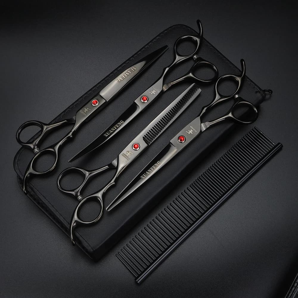 XUANFENG – ciseaux à cheveux colorés de 7 pouces, 4 pièces, ciseaux de coupe pour animaux de compagn