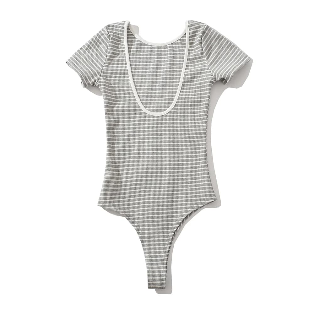 Body à rayures noires et blanches pour femmes, lingerie sexy, manches courtes, mode, médicaments, mo