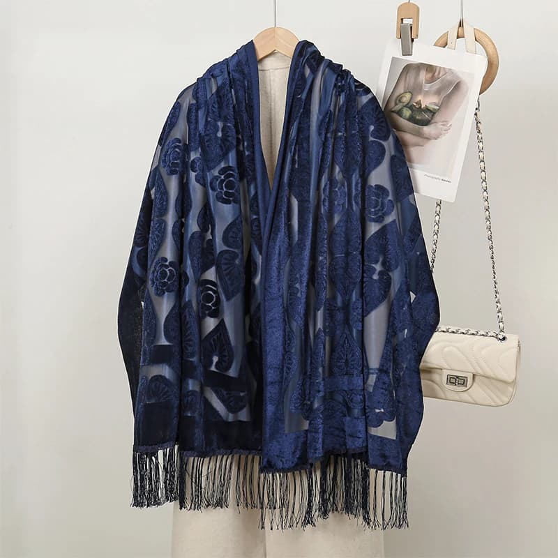 2025 nouvelle mode femmes coupe fleurs dentelle creuse dégradé fleur foulard en soie printemps châle