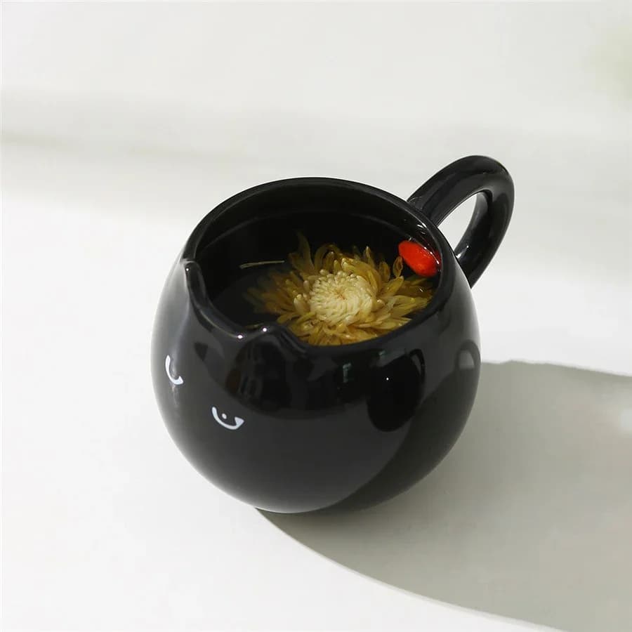 Tasse à café bureau chaton noir céramique tasse d'eau créative peinte à la main petit déjeuner lait 