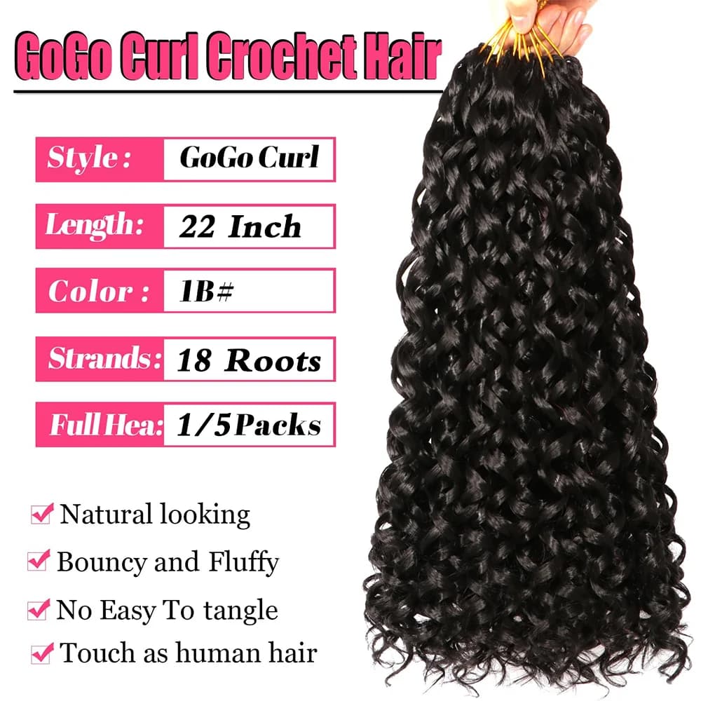 GoGo Curl Crochet cheveux pour femmes noires courte plage Curl bohème Crochet tresses naturel noir v