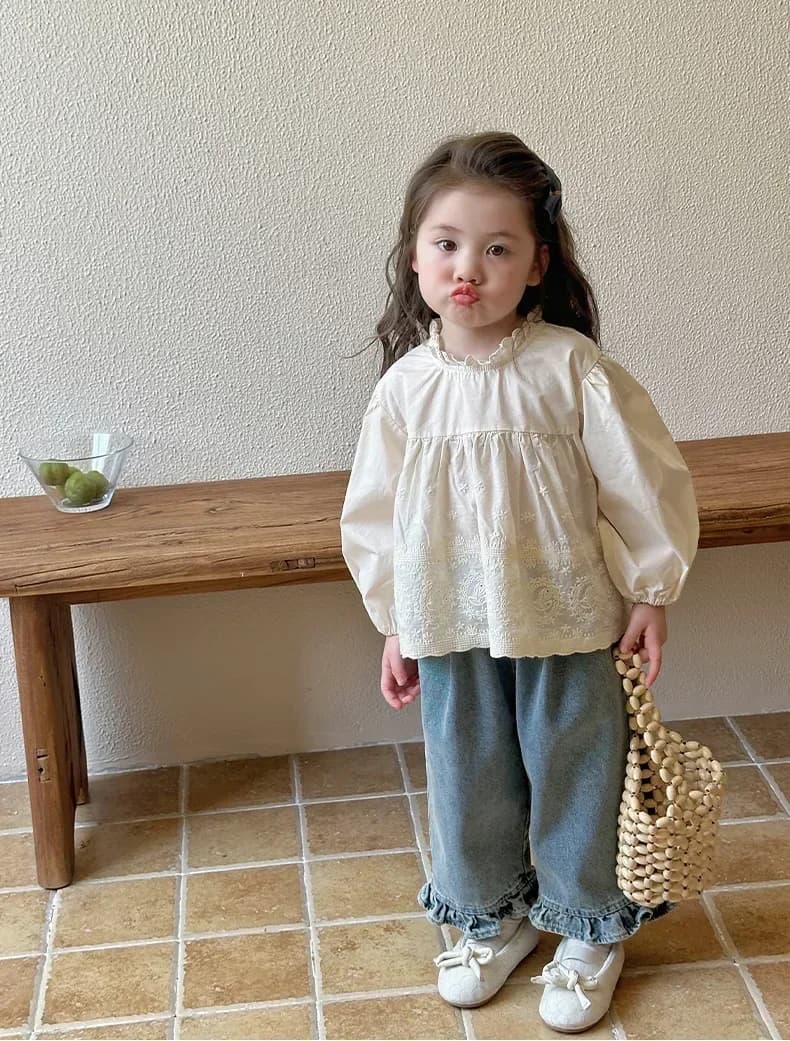 Jean à Jambes Larges en Dentelle pour Fille, Pantalon Décontracté, Doux et Adorable, à la Mode, Nouv