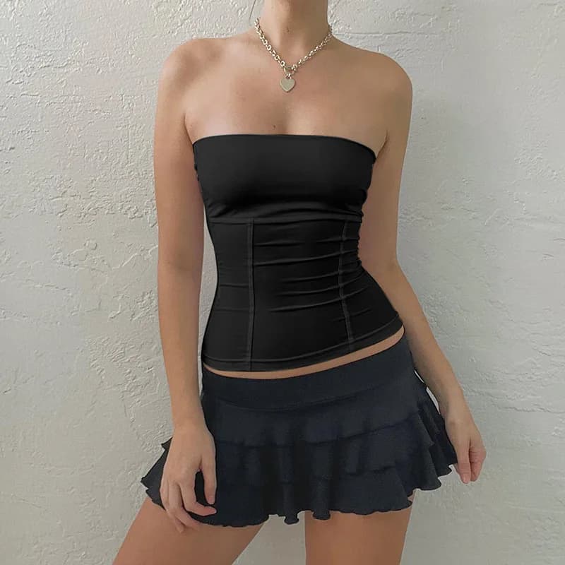 Corset sans bretelles pour femme, bustier sexy, coupe couvertes, blanc cassé, débardeurs lancés, vêt