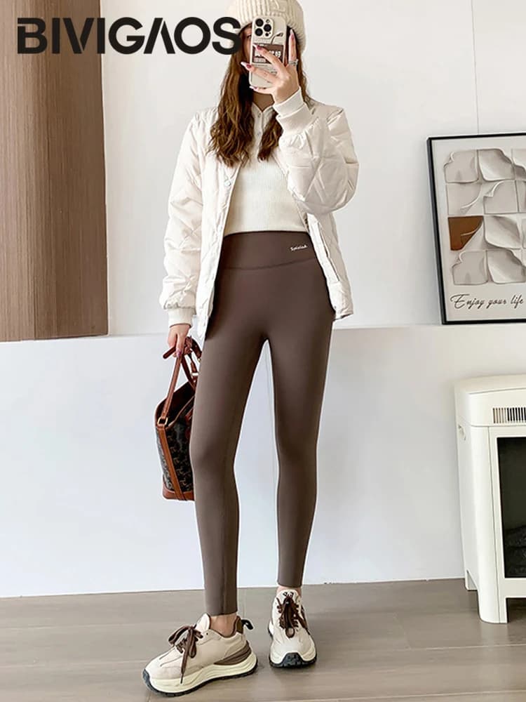 BIVIGAOS nouveau automne hiver alpaga velours requin Leggings femmes polaire épaissi chaud Leggings 