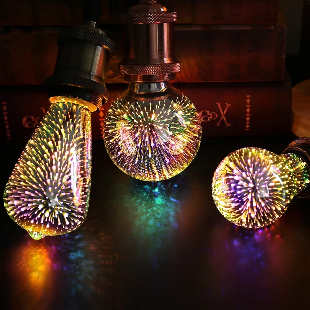 Décoration 3D LED Edison ampoule E27 6W 110V 220V Vintage étoile feux d'artifice lampe vacances veil