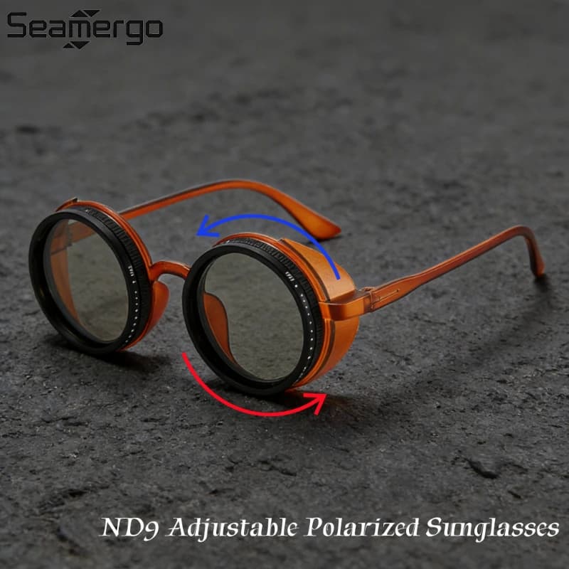 SEAMERGO rétro petit cadre rond ND9 lunettes de soleil polarisées à intensité variable à la mode lun