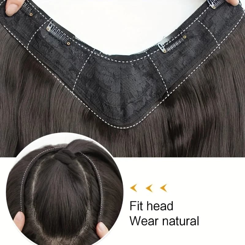 Extensions capillaires synthétiques longues ondulées en forme de U, Extensions capillaires à Clip de