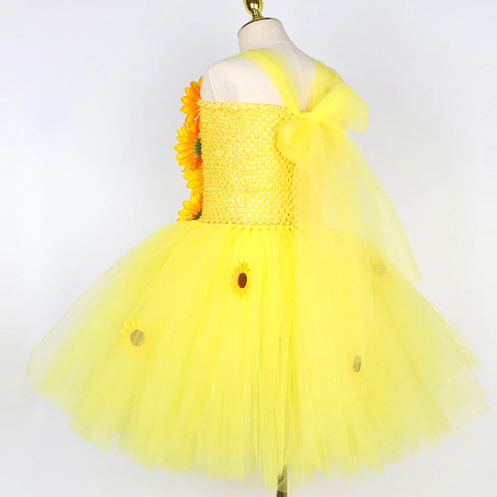 Costumes de tournesols jaunes pour filles, robes de demoiselle d'honneur élégantes, tenue dégradée d