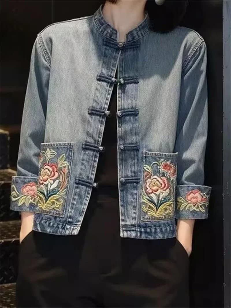 Veste Courte en Jean Polyvalente à Revers pour Femme – Nouvelle Collection Printemps-Automne 2026 – 
