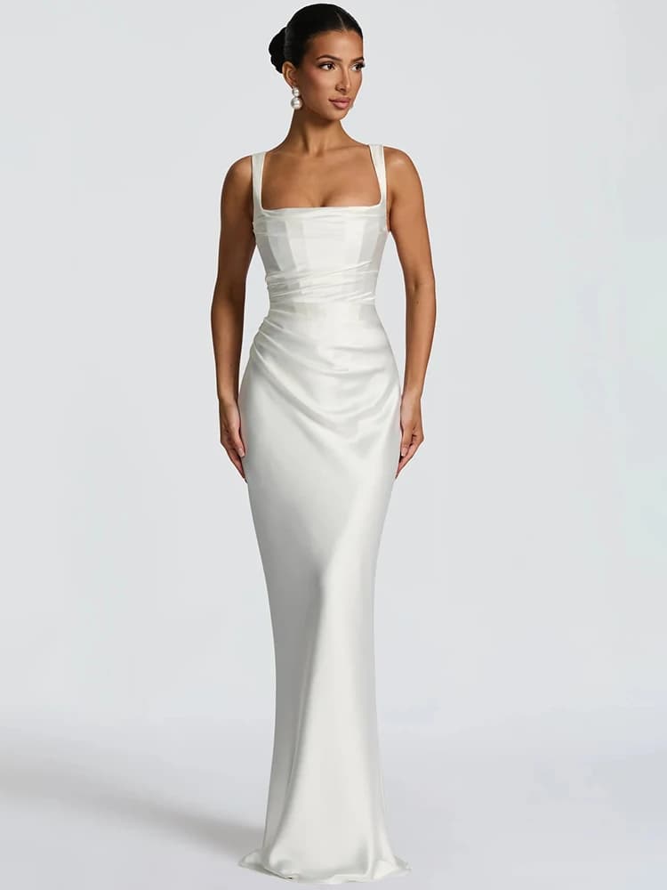 Robe longue en Satin sans bretelles, élégante, Corset vert, dos nu, rose, soirée, anniversaire, mari