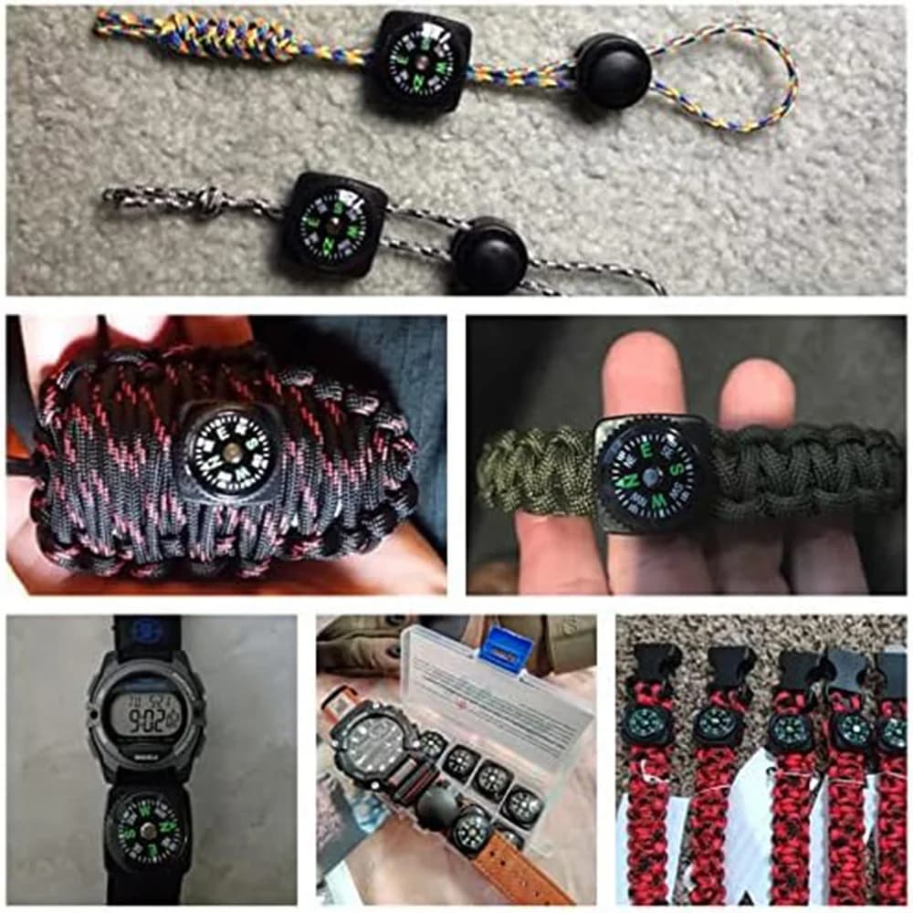 Mini boussole de bracelet Portable détachable, 10 pièces/lot, pour Camping en plein air, randonnée, 