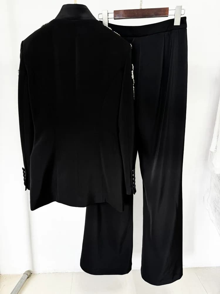 Ensemble 2 pièces de costume de créateur pour femme, collection 2026, style urbain, avec blazer à co