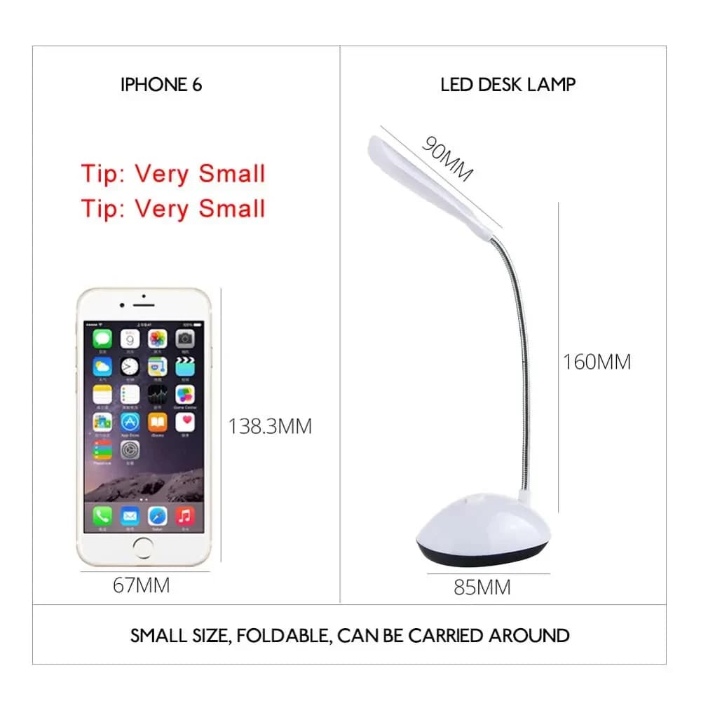 Lampe de lecture de Table Flexible à lumière LED Portable, alimentée par batterie, Protection des ye
