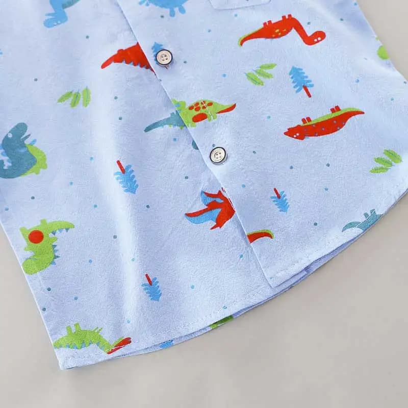 Ensemble 2 pièces pour nourrissons et tout-petits, chemise à col montant et manches courtes, imprimé