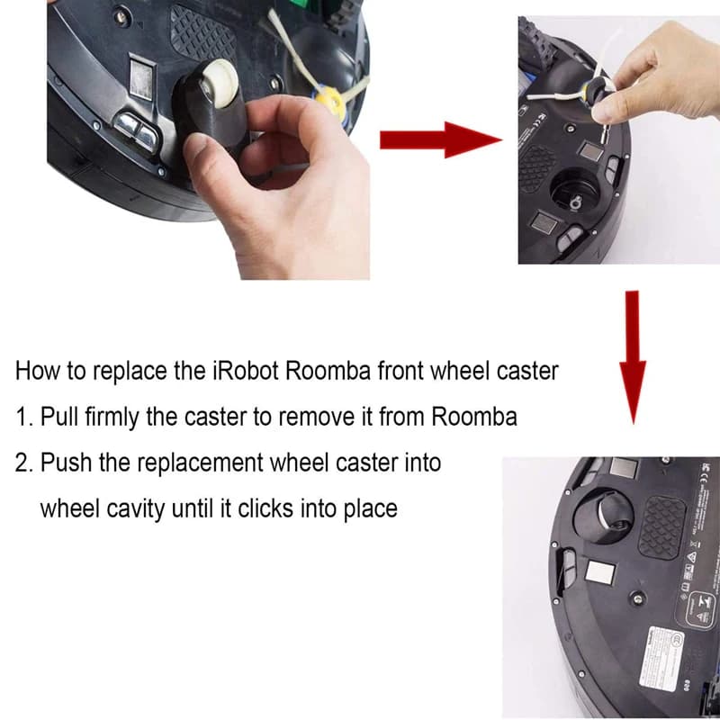 Ensemble de roulettes de roue avant de remplacement pour aspirateur iRobot Roomba, J7, I3, i7 + Plus