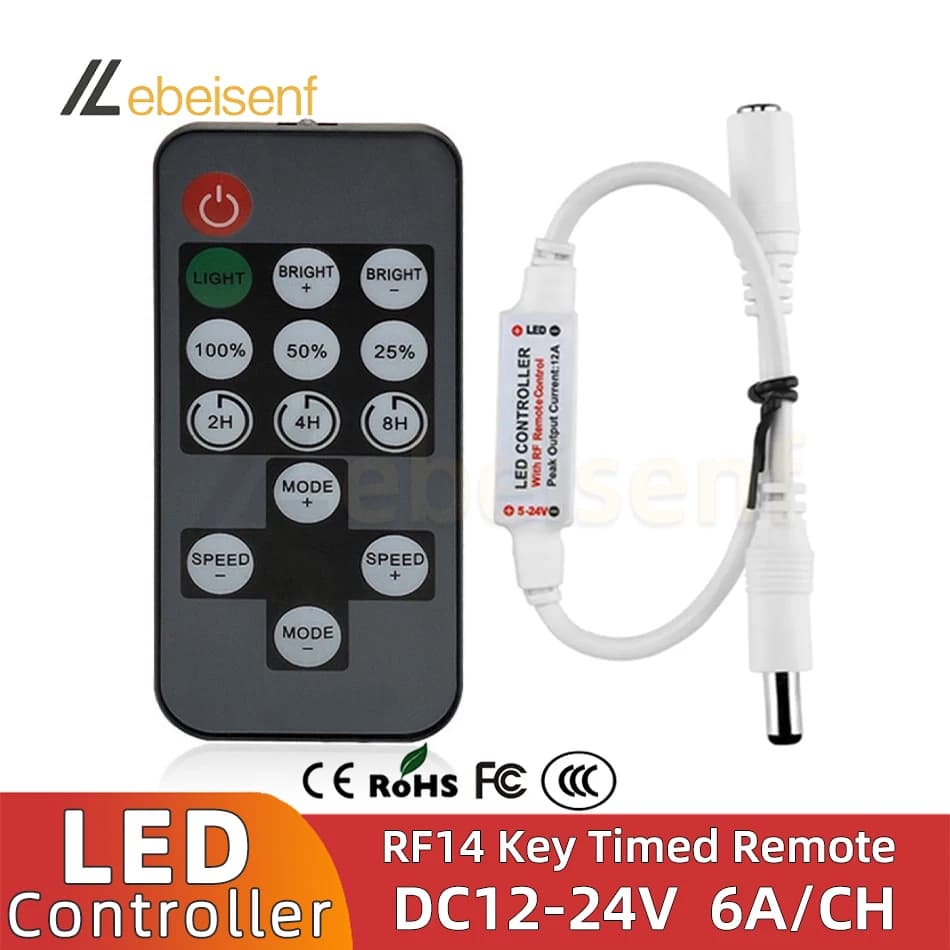 Nouveau Mini variateur de lampe LED couleur unique DC 5V 12V 24V 6A 1 canal avec télécommande de syn