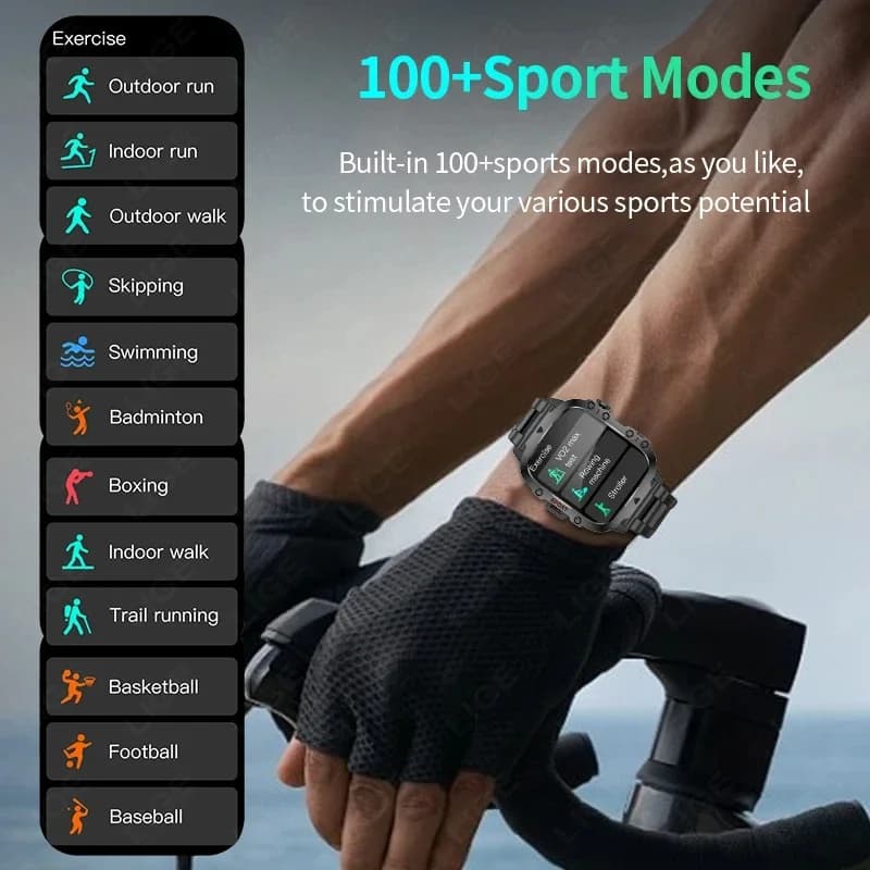 Montre intelligente militaire robuste pour hommes, montres d'extérieur lP68, étanche, 2026 ", voix A