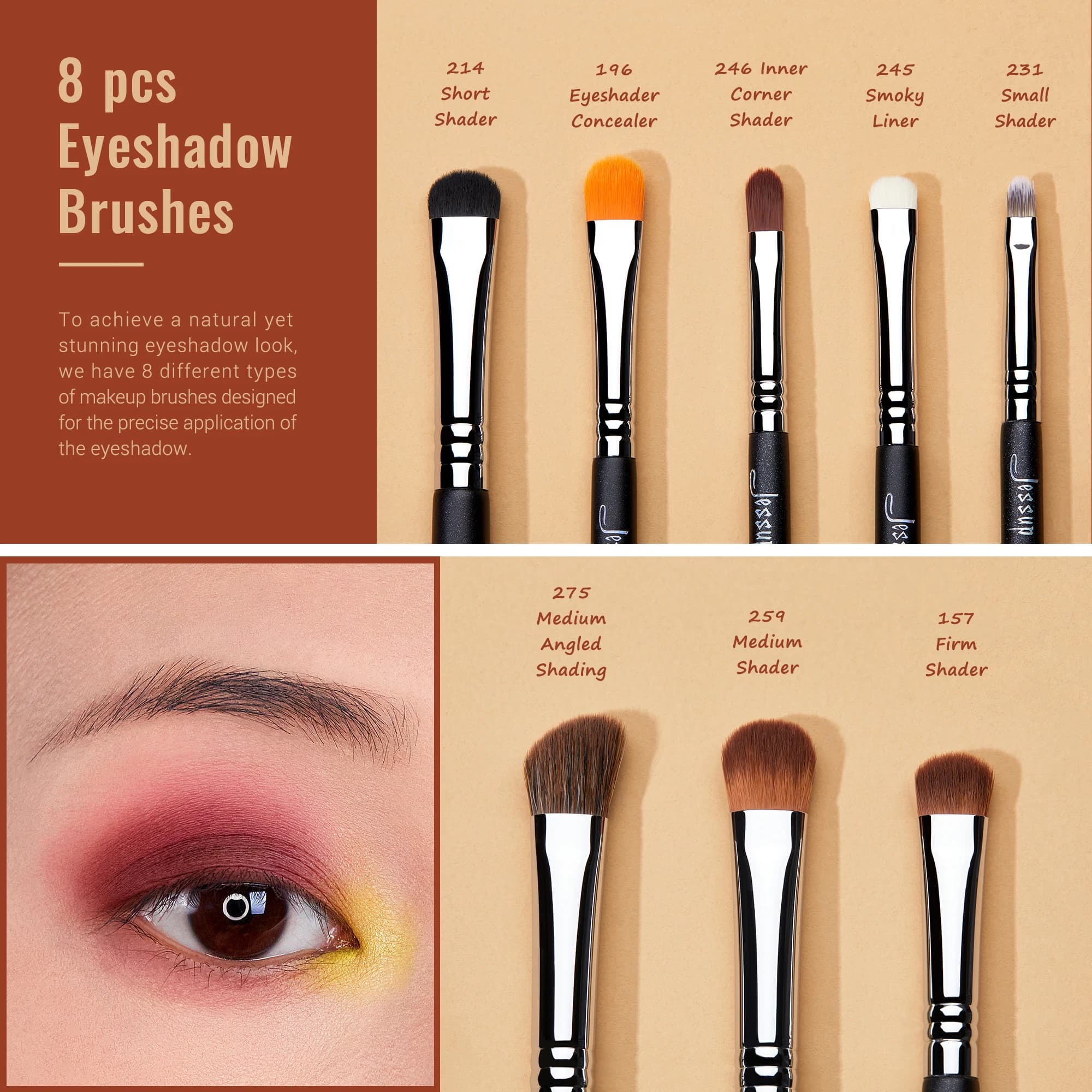 Jessup-Ensemble de pinceaux de maquillage pour les yeux, pinceau de maquillage professionnel, pincea