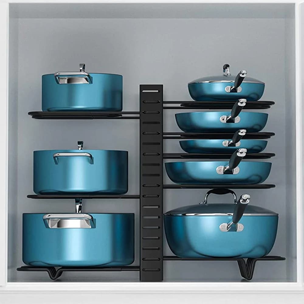 Support organisateur de casseroles à 8 niveaux, 3 méthodes de bricolage, armoire réglable, garde-man