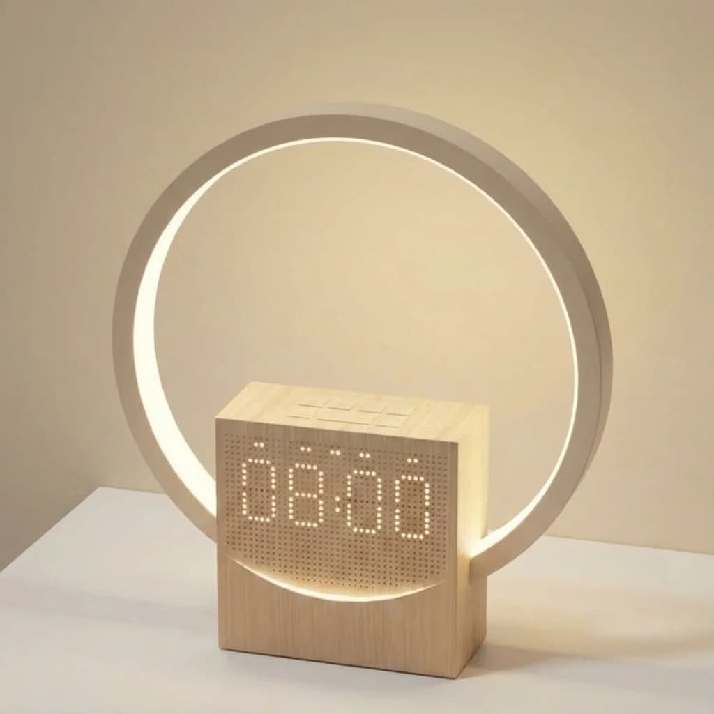 Réveil numérique avec simulation de lever de soleil, lumière de réveil, haut-parleur Bluetooth, mach