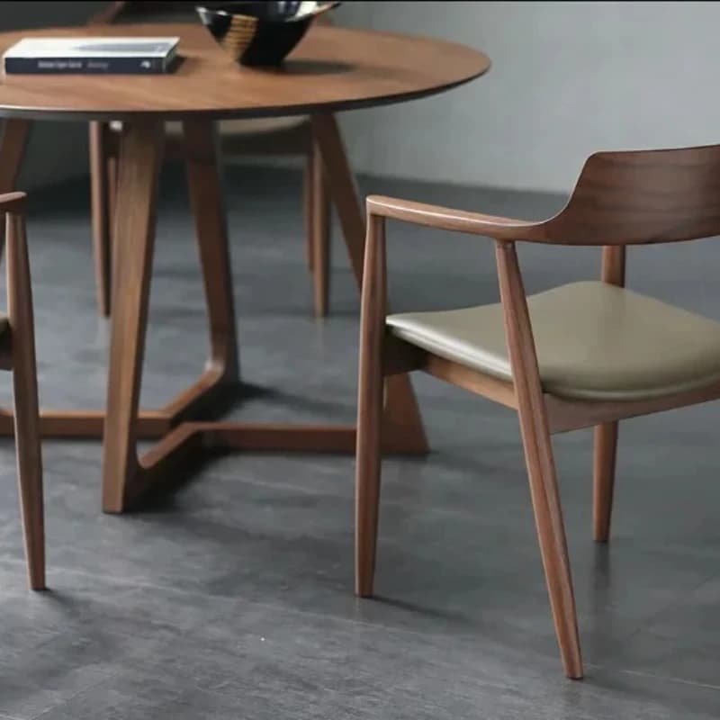 Table à manger ronde domestique en bois massif, bureau de vente simple et moderne,