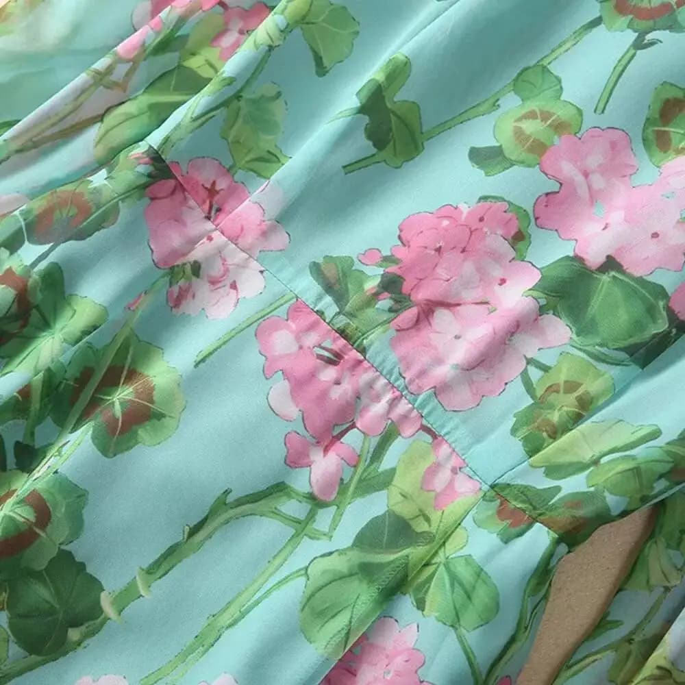 JAMERARY-Robe en mousseline de soie à imprimé floral pour femme, chemise à simple boutonnage, manche