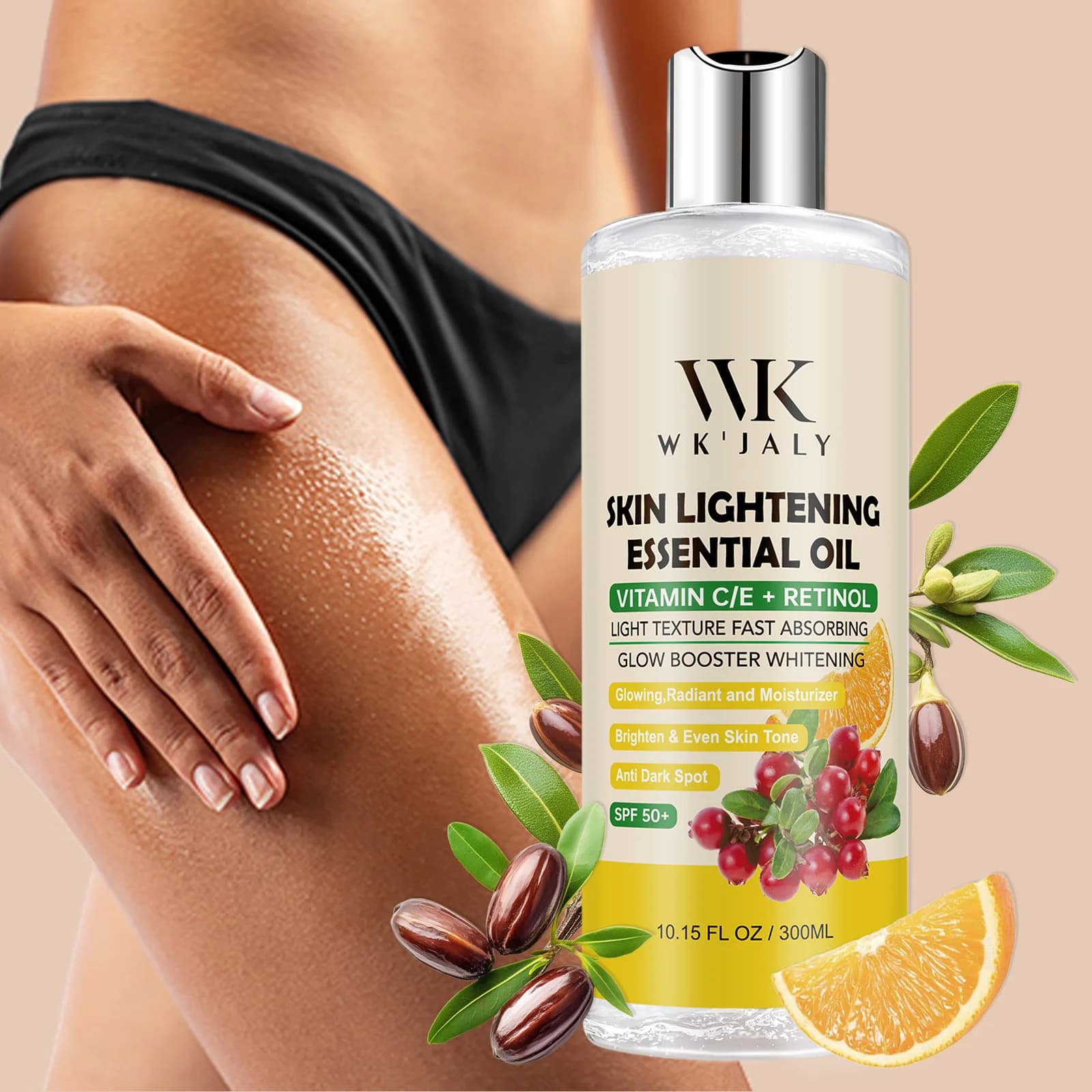 WK JALY Huile éclaircissante à la vitamine C et au rétinol, hydratante, blanchissante, anti-taches b