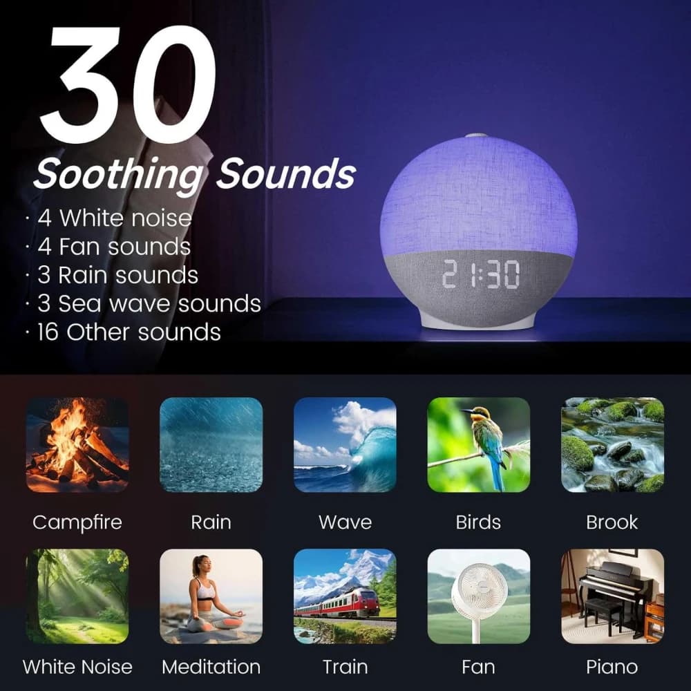 Réveil lumière lever du soleil réveil bruit blanc Machine sonore haut-parleur Bluetooth couleur chan