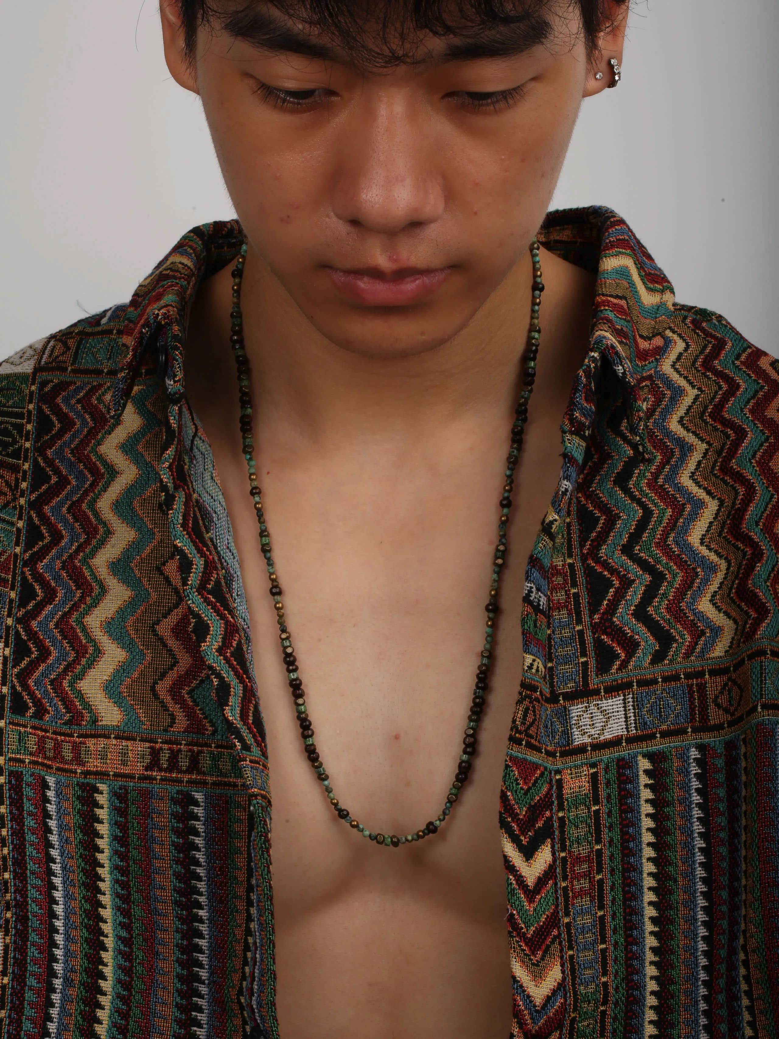 1PC hommes rétro Style ethnique afrique pierre collier pour hommes Hippie bohême Long collier de per