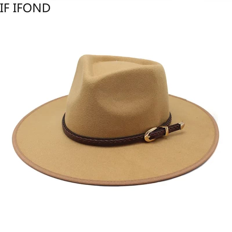 Chapeau Fedora en laine pour hommes et femmes, Simple, à large bord, Vintage, en feutre, Jazz, nouve