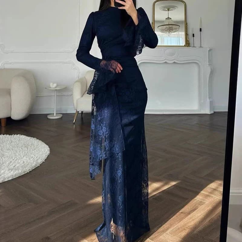 Robe de soirée élégante en dentelle brodée pour femme, collection Printemps-Été, style décontracté d