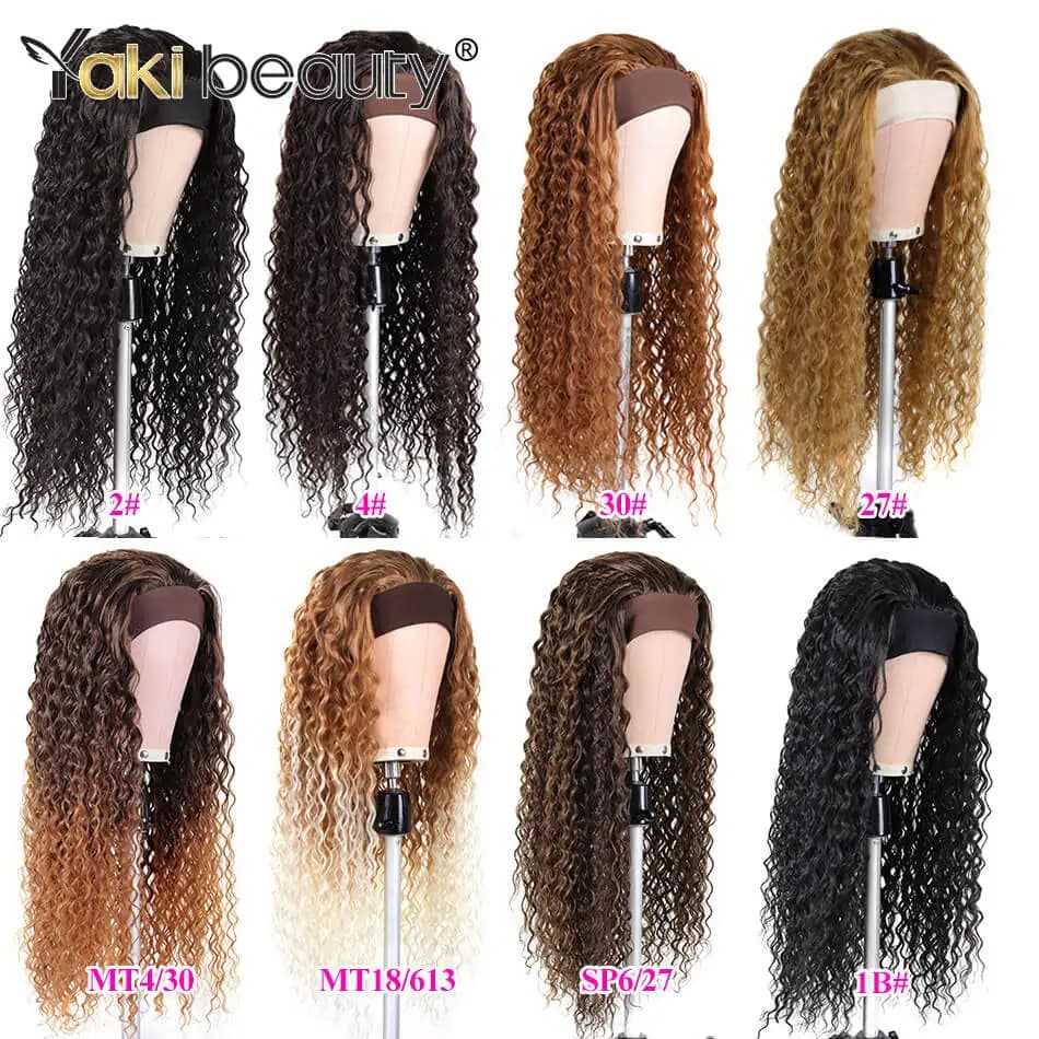 Perruques synthétiques longues et crépues bouclées, 28 pouces, bandeau de glace pour femmes noires, 