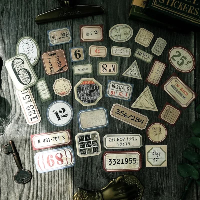 Étiquette autocollante Vintage avec numéro de Style Tim Holtz, étiquette autocollante rétro pour Alb