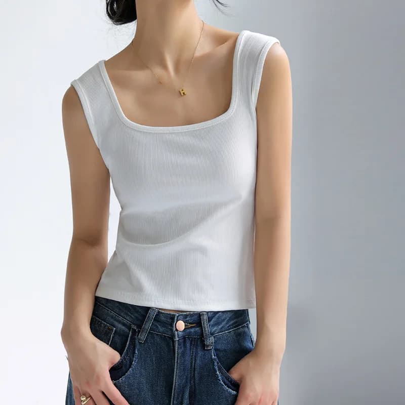 Été plage femmes hauts et t-shirts Sexy sans manches maillot de corps dissimulant décolleté latéral 