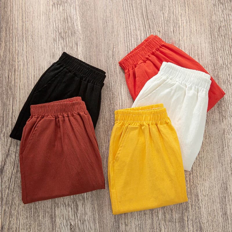 Lucyever-Pantalon décontracté en coton et lin pour femme, taille élastique, couleur unie, collection