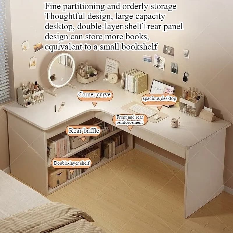 Bureau d'ordinateur, bureau à domicile, bureau de chambre, bibliothèque intégrée, bureau d'angle mul