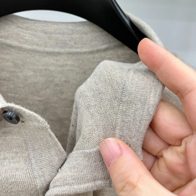 Polo décontracté à manches longues pour hommes, pull à col chemise Pull de golf en laine pour le pri